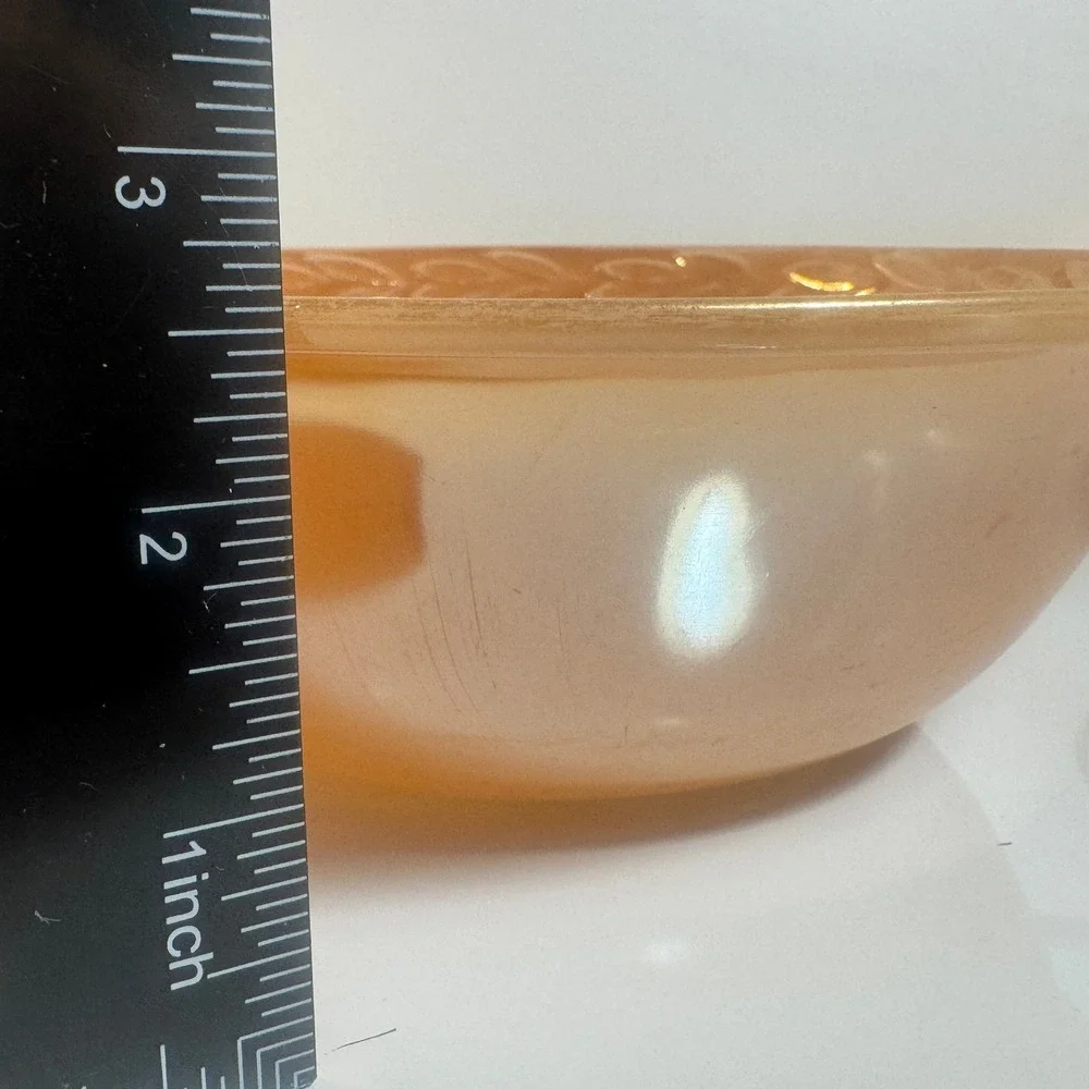 Fire King Oven Ware Amber Iridescent‎ Laurel Leaf Pattern Mixing Bowl Made USA
